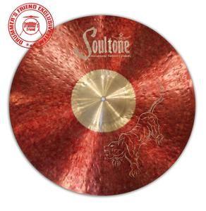 Painted Red V Logo - Soultone Cymbals 20 Ride painted red with etched logo and tiger