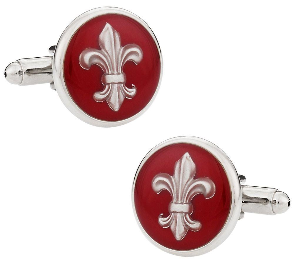 Red Fleur De Lis Logo - Red Fleur De Lis Cufflinks - Cuff-Daddy