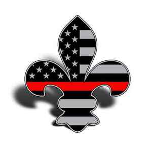 Red Fleur De Lis Logo - Fleur De Lis USA Flag Red Line Sticker Decal LA Louisiana Fireman ...