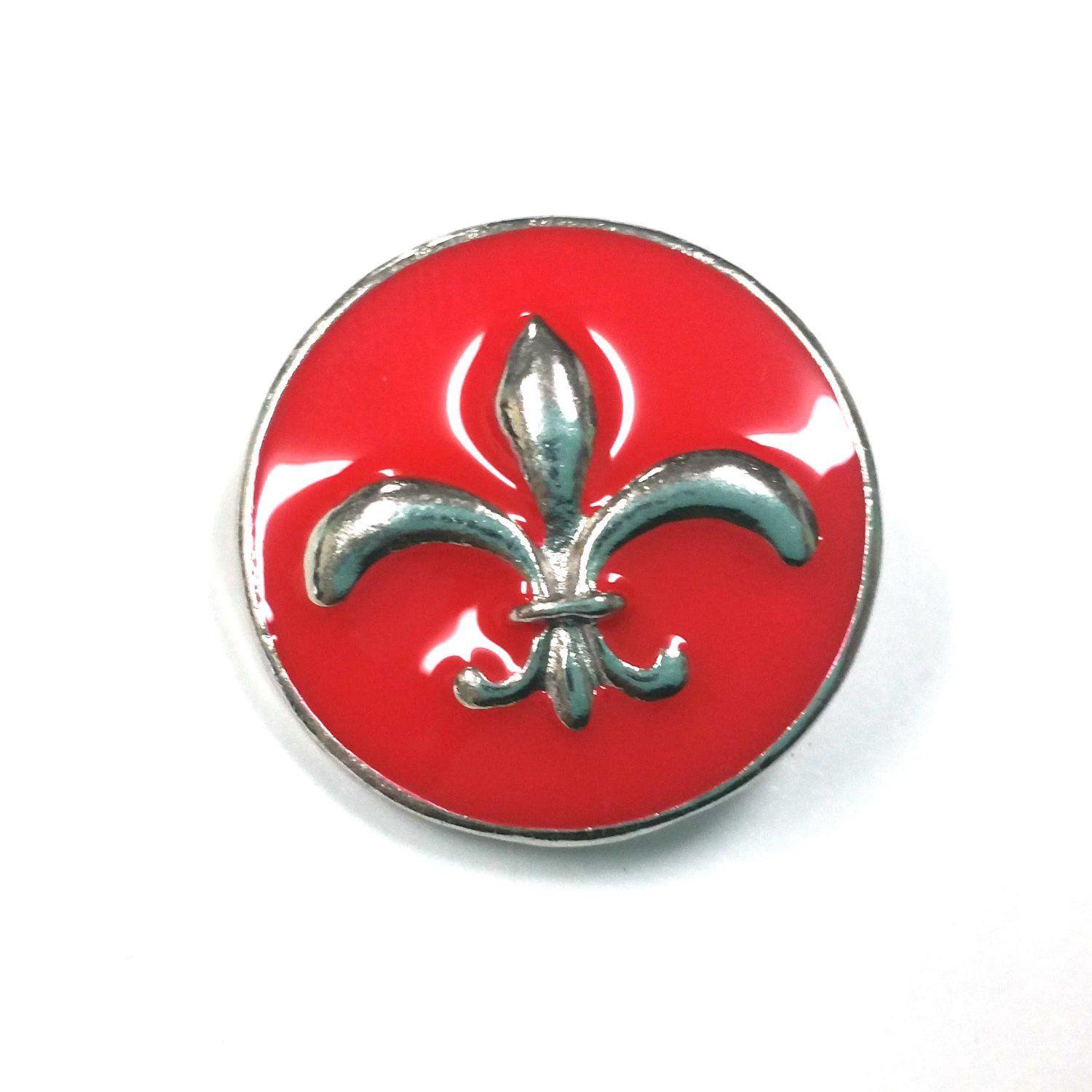 Red Fleur De Lis Logo - 1 PC 18MM Limited Edition Red Enamel Fleur De Lis Silver Candy Snap ...