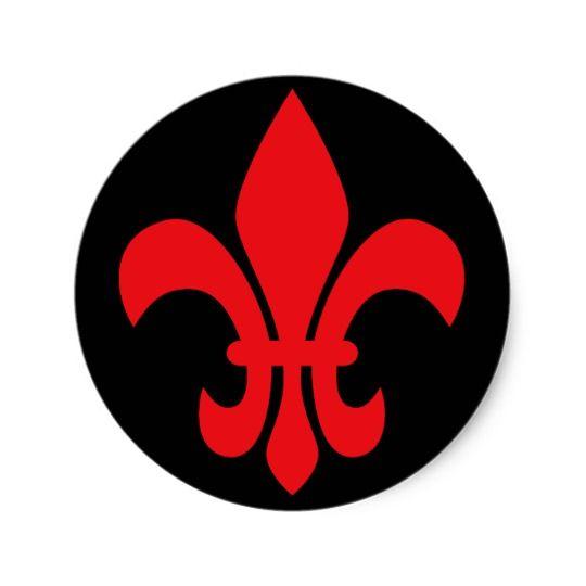 Red Fleur De Lis Logo - Red Fleur de Lys Classic Round Sticker | Zazzle.co.uk