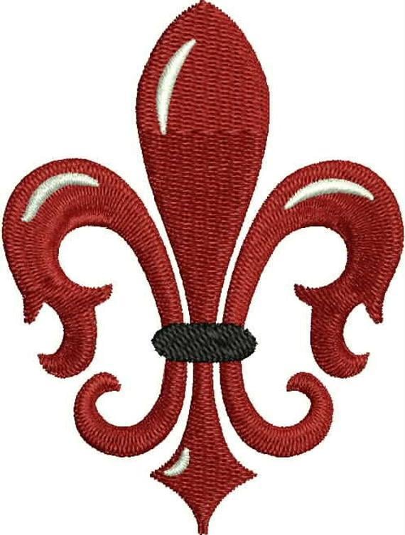 Red Fleur De Lis Logo - Red Fleur de Lis Embroidery Design French Machine Embroidery | Etsy