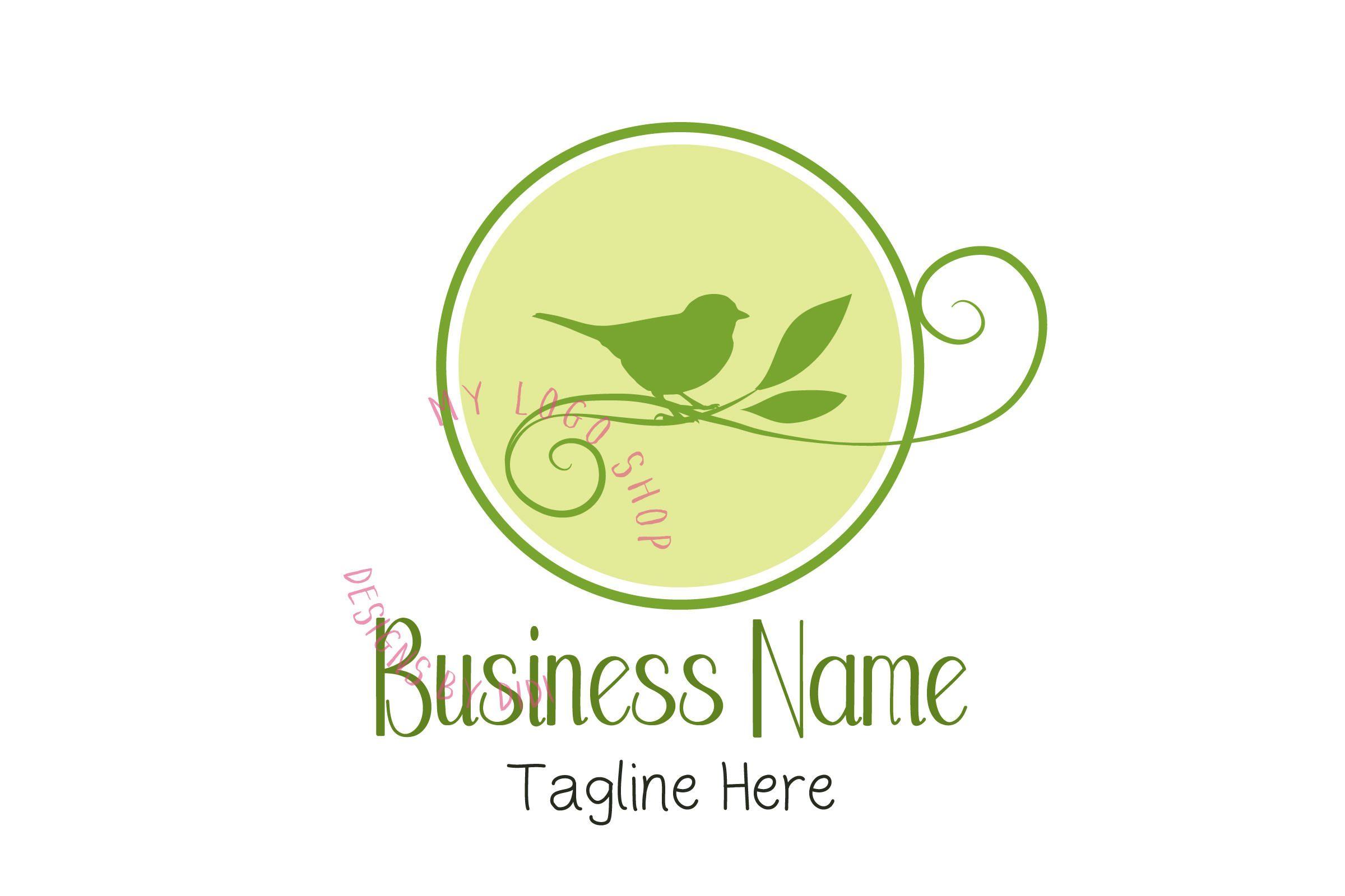 Bird with Green Circle Logo - Custom Logo Design bird green bio Logo organic bio shop
