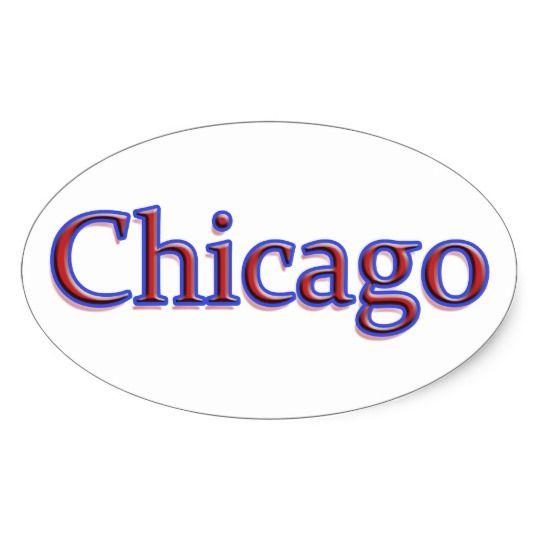 Red White Blue Oval Logo - Chicago in Red and Blue White Oval Sticker. Zazzle.co.uk