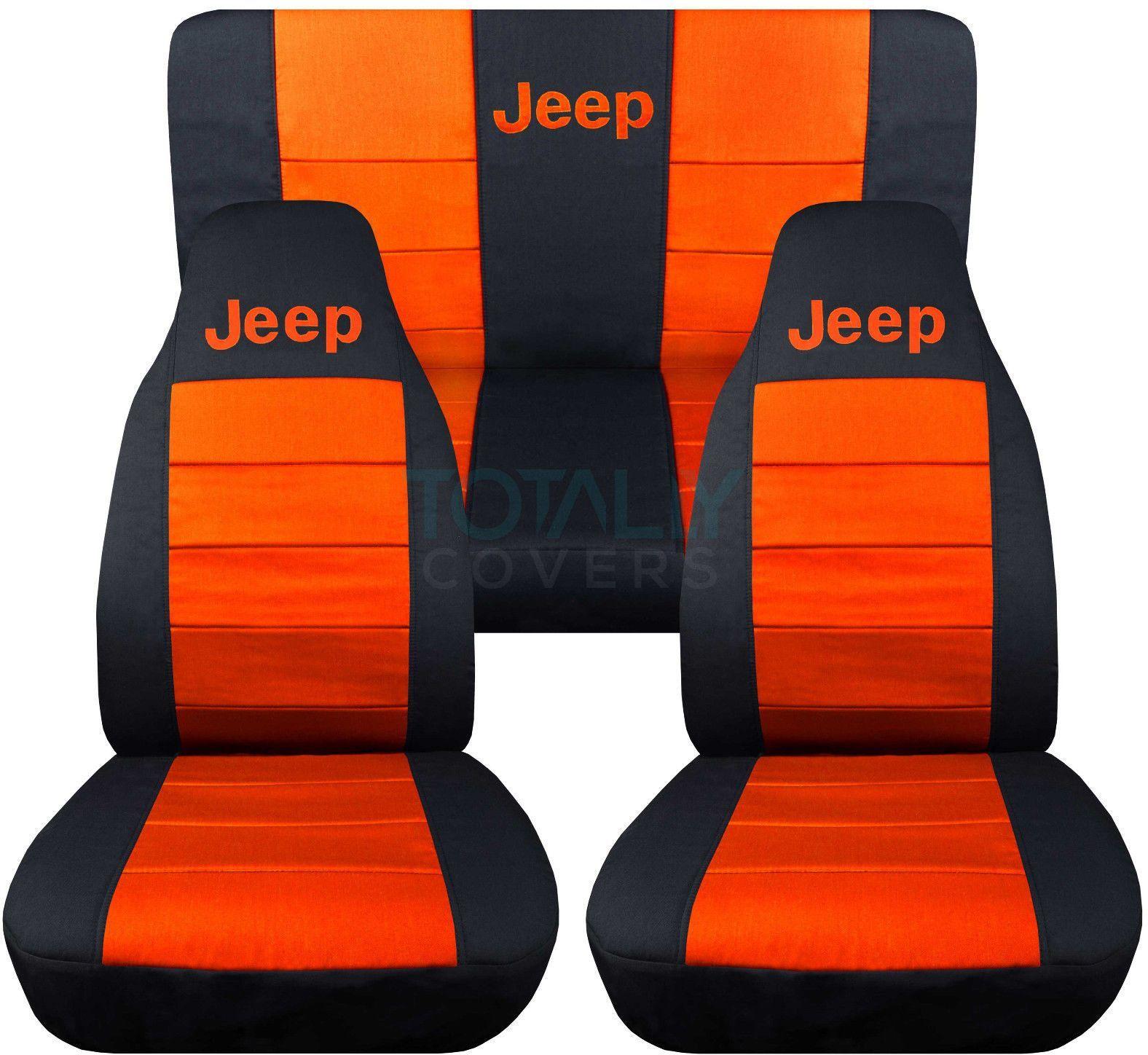 Orange Jeep Logo - Jeep Wrangler Black and Orange Jeep Logo Seat Covers | Jeep Tj ...