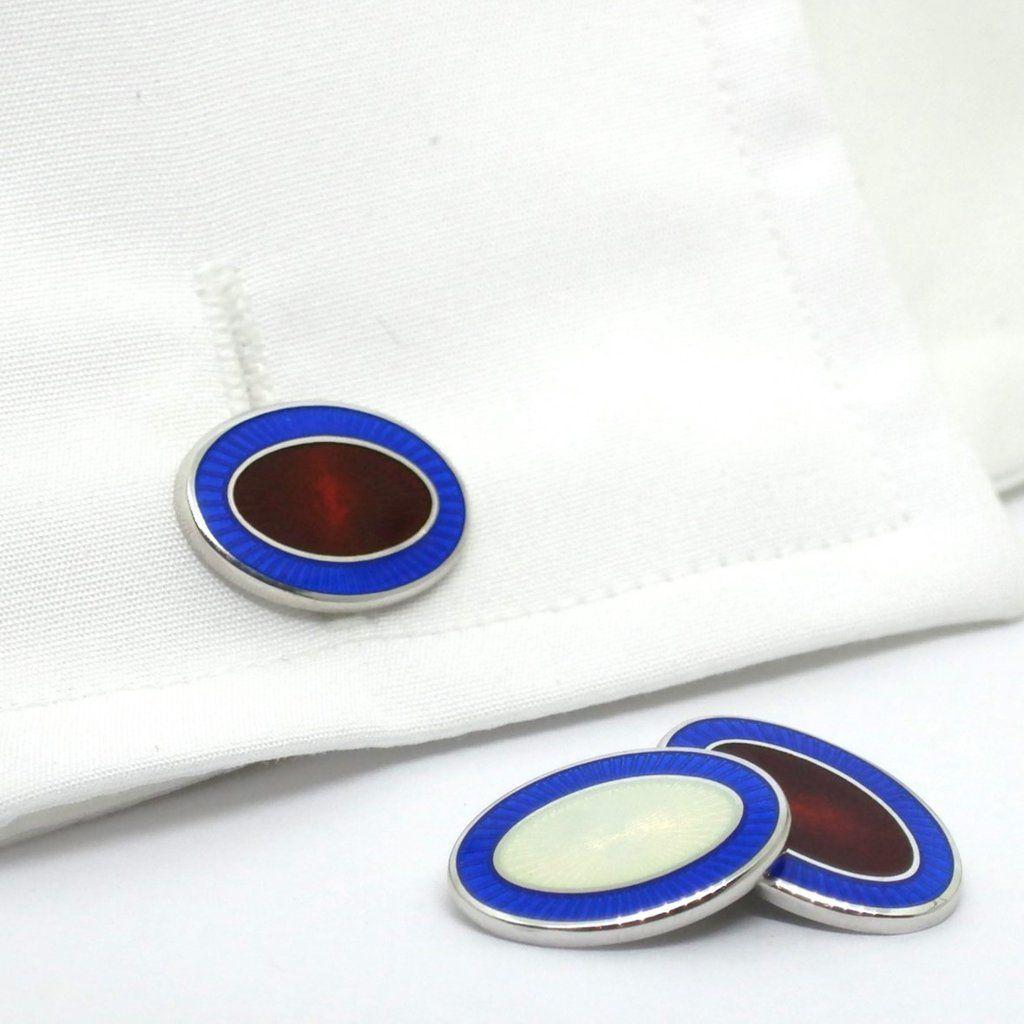 Red White Blue Oval Logo - DOUBLE OVAL BLUE RED AND BLUE WHITE ENAMEL