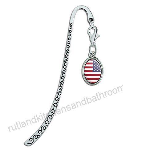 Red White Blue Oval Logo - Reversed USA American Flag Red White Blue Military Metal Bookmark