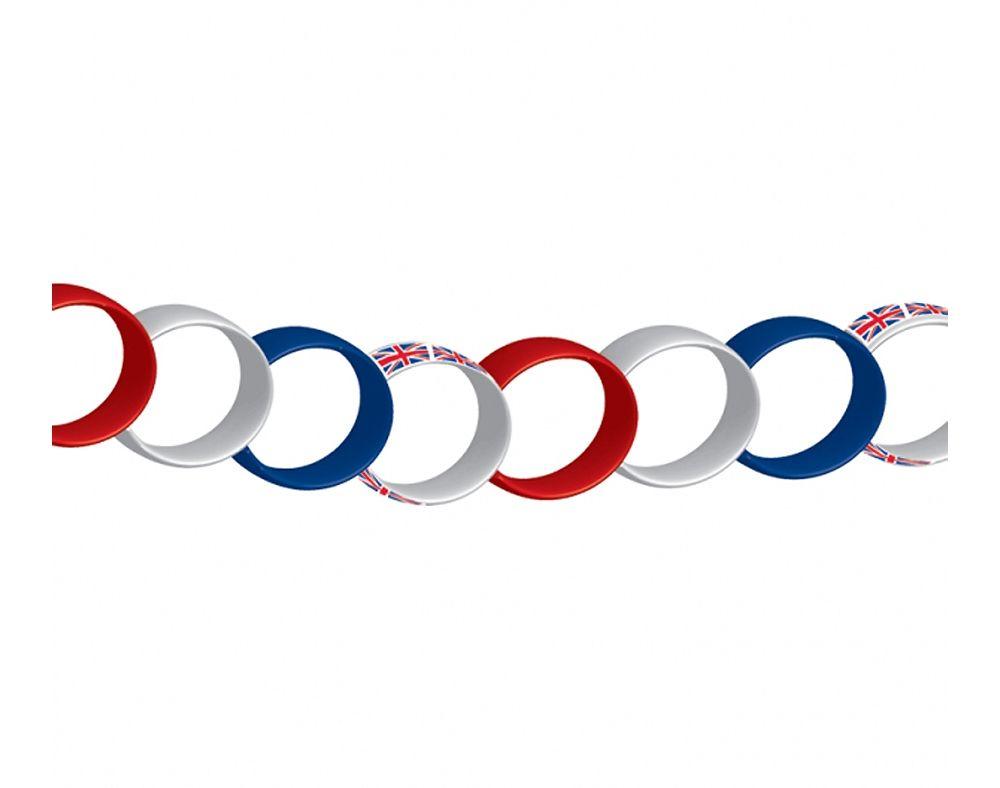 Red White Blue Oval Logo - 7m Patriotic Red, White and Blue Peel & Stick Paper Chain Kit