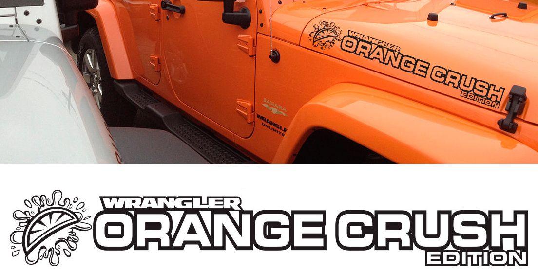 Orange Jeep Logo - Product: PAIR Jeep Decal ORANGE CRUSH WRANGLER Hood Decal rubicon ...
