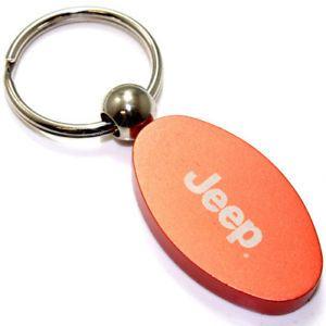 Orange Jeep Logo - Orange Aluminum Metal Oval Jeep Logo Key Chain Fob Chrome Ring ...