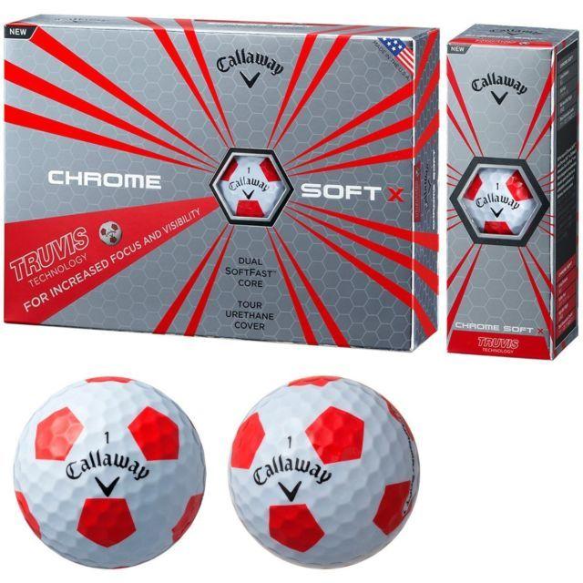 Red Ball White with X Logo - Callaway Golf Balls Dozen 12 Chrome Soft X Truvis White Red Japan