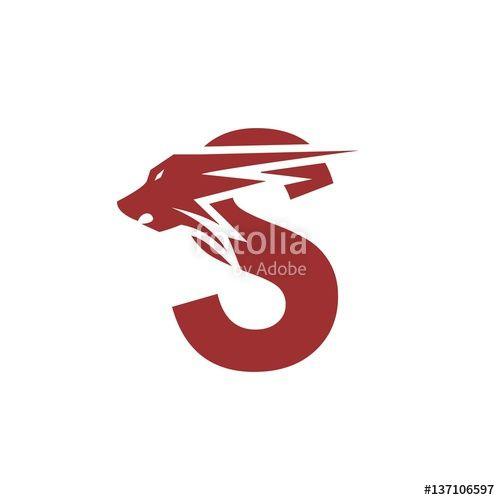 Red Letter S Logo - Red Initial S letter with Tiger or Wolf Logo Design Template. Vector ...