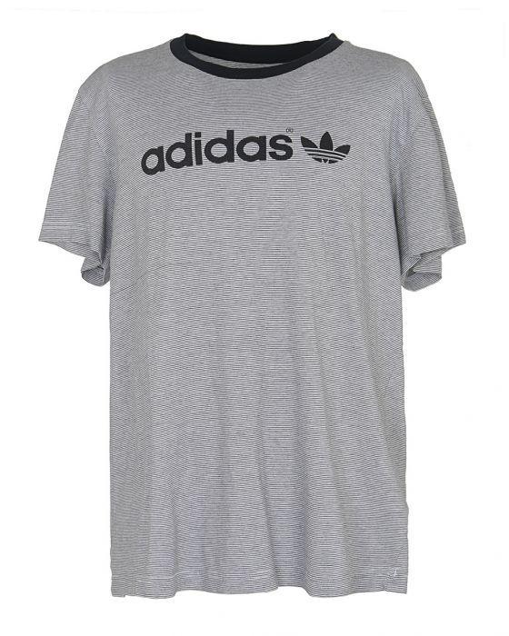 Adidas Clothing Logo - Adidas Navy Striped Logo T Shirt Navy £24. Rokit Vintage Clothing