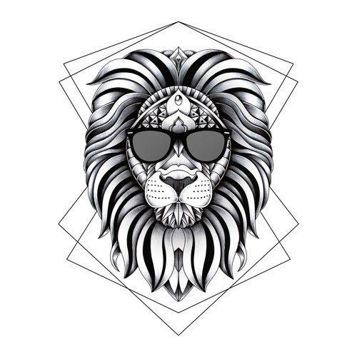 Cool Lion Logo - Ornate Cool Lion Wood Print By Artists