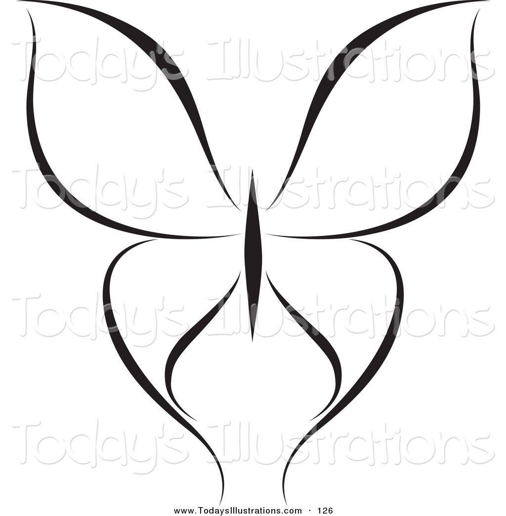 Butterfly Simple Logo - Clipart of a Black and White Simple Calm Butterfly Logo by elena ...