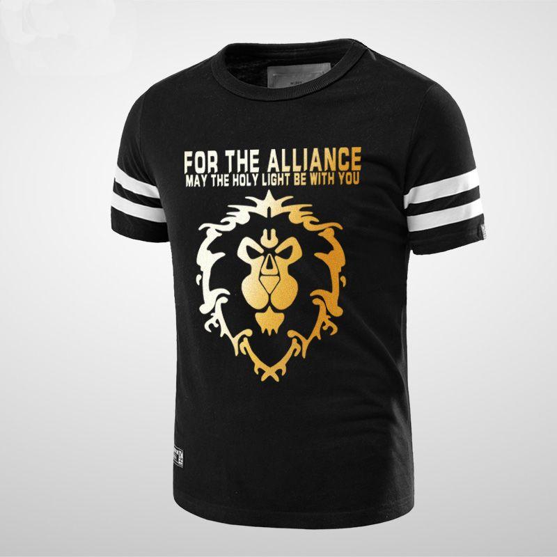 Cool Lion Logo - Cool WOW Alliance Lion Logo T Shirt World Of Warcraft Black Tee