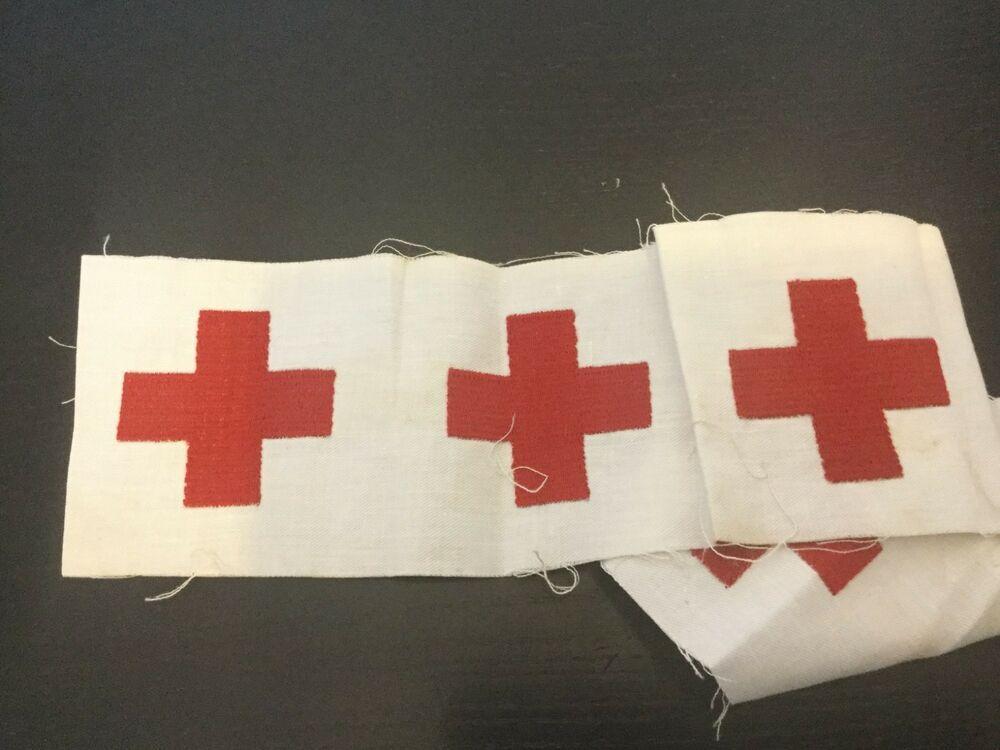 Large American Red Cross Logo - Vintage American Red Cross ARC Nurses Hat Cloth Woven Emblem Patch