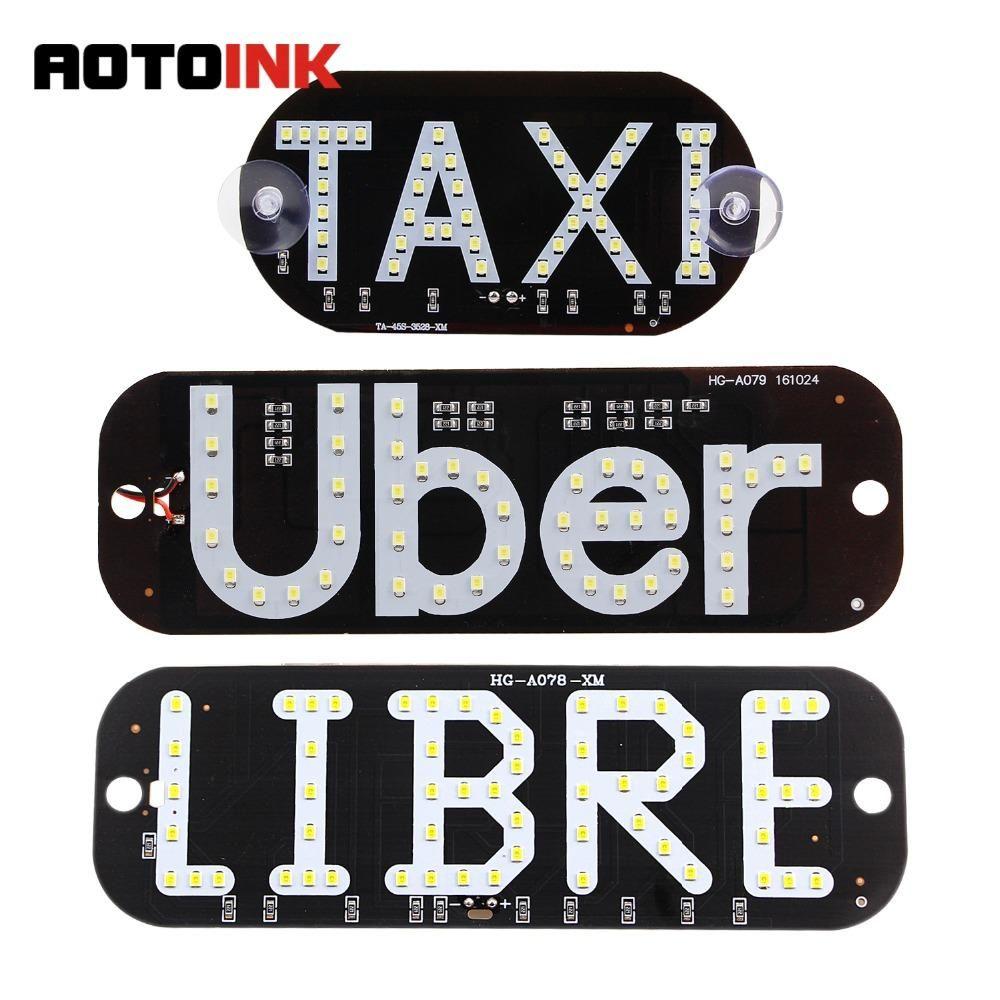 Current Uber Windshield Logo - 2019 AOTOINK Taxi Libre Uber Lyft Light Sign 12V Led Carligh ...