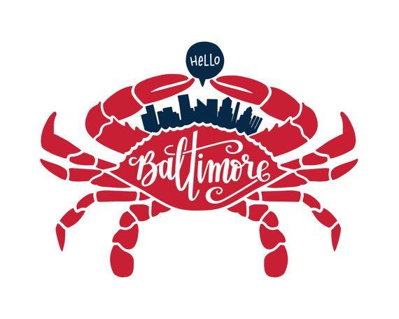 Baltimore Crab Logo - Hello Baltimore Print Art. Baltimore Hon