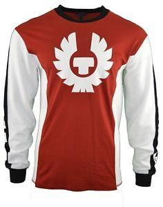 All Red and White Logo - BELSTAFF LONG SLEEVE T SHIRT TOP / THIN SWEATSHIRT RED & WHITE LOGO