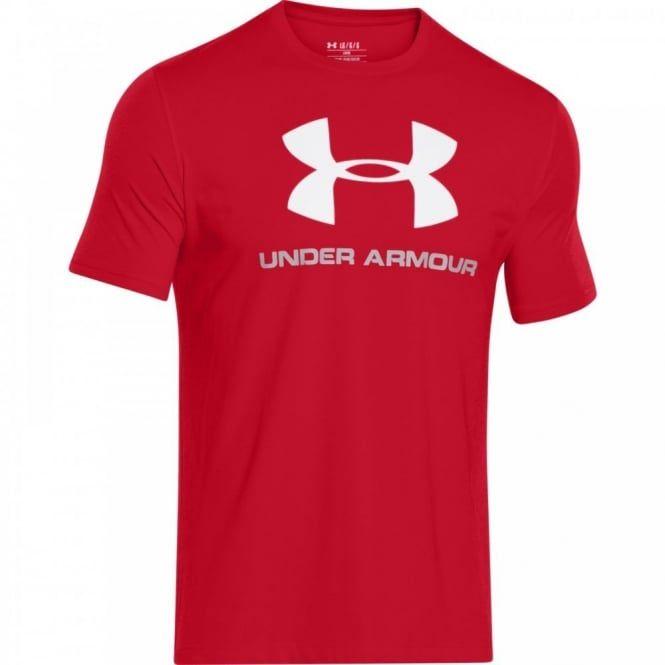 All Red and White Logo - Under Armour CC Centre Logo T - Red/White - Mens from Great Outdoors UK