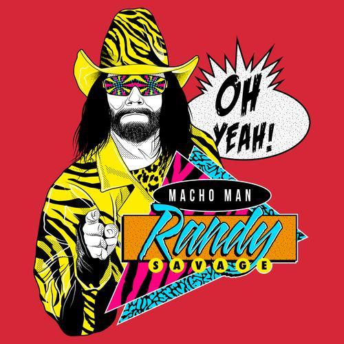 Randy Savage Logo - WWE Black Label Macho Man Randy Savage Official Men's T Shirt Red