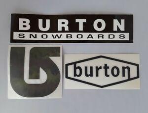 Camo Burton Logo - LOT of 3 Burton Snowboard Stickers Black Camo Vinyl Vintage Laptop