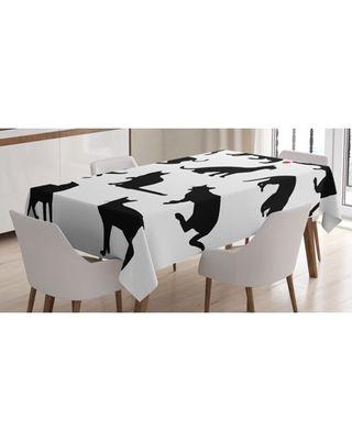 Red Ball White with X Logo - Amazing Deal on Cat Tablecloth, Silhouette of Kittens in Various