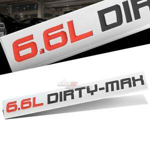 Dirty Honda Logo - ALUMINUM STICK ON RED/BLACK 6.6L 6.6 L DIRTY-MAX DECAL EMBLEM TRIM ...