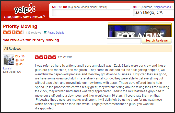 5 Star Yelp Elite Logo - Priority Moving Receives 135th 5-star Yelp Movers Review!! |