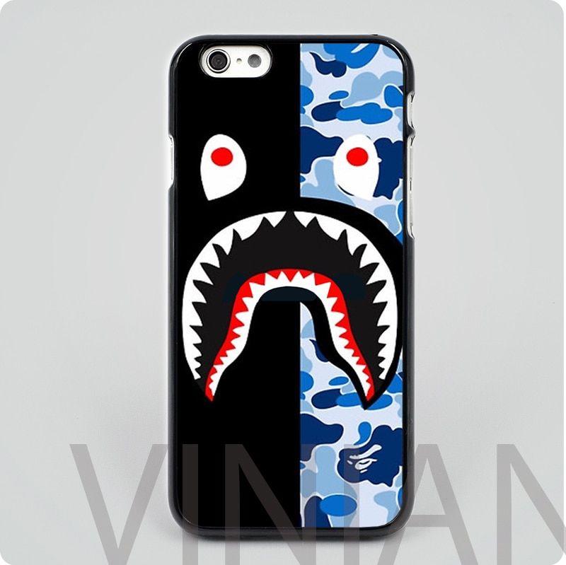 Blue BAPE Shark Logo - bape shark army blue black hard skin mobile phone cases cover ...