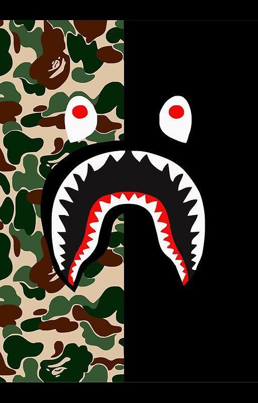 Blue BAPE Shark Logo - Bape Shark Pattern | art in 2019 | Pinterest | Iphone wallpaper ...