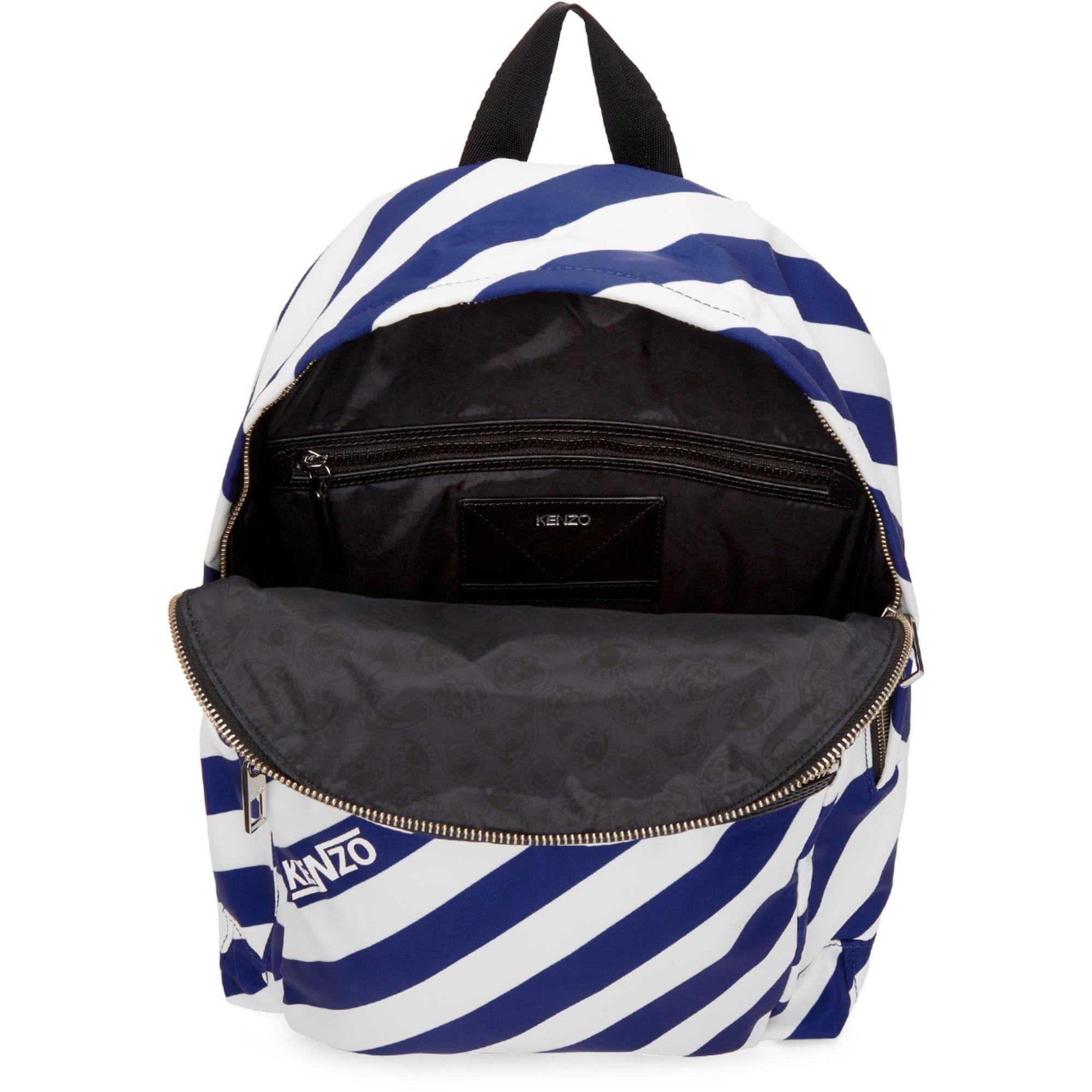 White and Blue Striped Logo - KENZO Blue And White Striped Logo Rucksack in Blue for Men