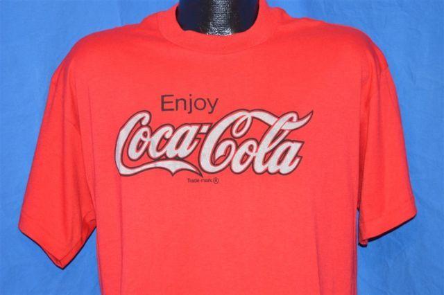 Red Cursive L Logo - vintage 90s COCA COLA COKE ENJOY CURSIVE LOGO GRAY DEADSTOCK RED t ...