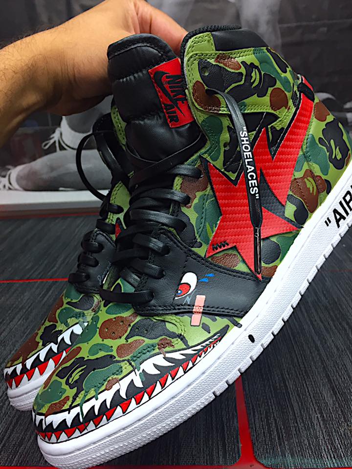 Off White BAPE Logo - Bape x Off White Jordan 1 Custom Tutorial by Feelgood Threads