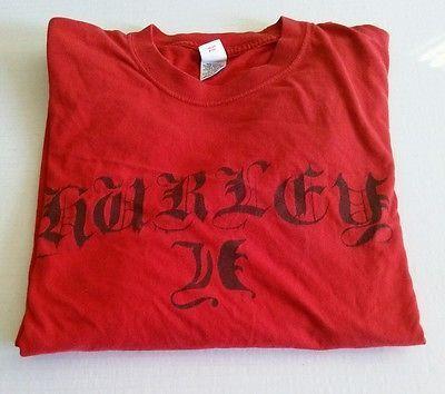 Red Cursive L Logo - Men's Hurley Red long sleeve shirt cursive logo sz Large L | eBay ...
