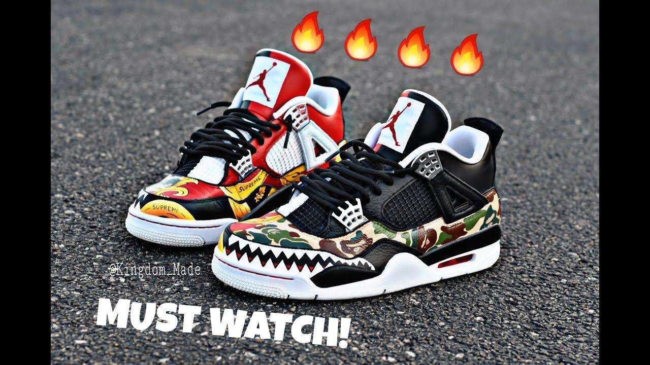 BAPE Jordan Logo - Detailed Tutorial* Exclusive Bape and Supreme Jordans - YouTube