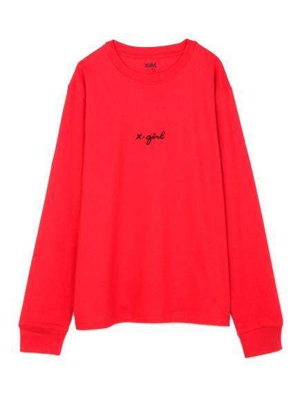 Red Cursive L Logo - X-girl] EMBROIDERY CURSIVE LOGO L / S REGULAR TEE: Shopping for ...