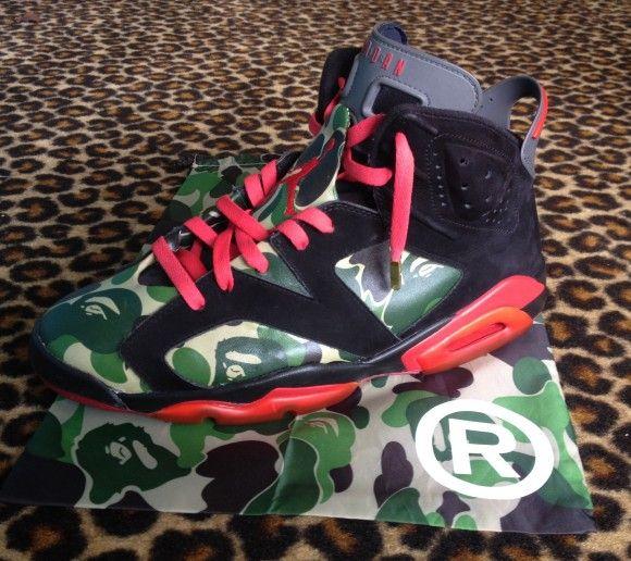 BAPE Jordan Logo - Air Jordan Retro 6 'BAPE' Customs by Customs By Etai | SneakerFiles