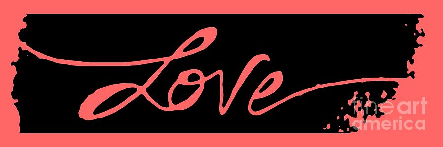 Red Cursive L Logo - Love In Handwritten Cursive Mixed Media by L Bee