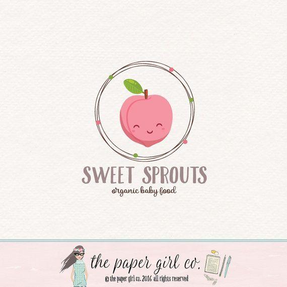 Plum Logo - peach logo design plum logo design fruit logo by ThePaperGirlCo ...