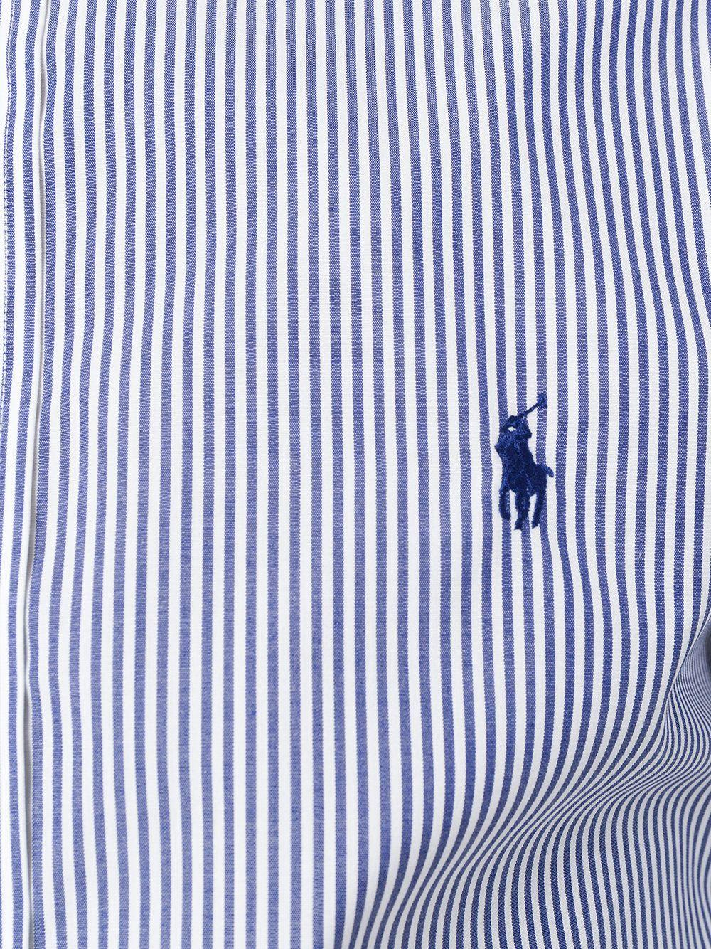 White and Blue Striped Logo - Polo Ralph Lauren Striped Logo Shirt