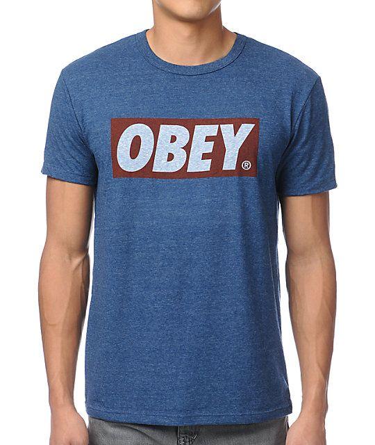 Blue Obey Logo - Obey Bar Logo Dark Navy Tri-Blend T-Shirt | Zumiez