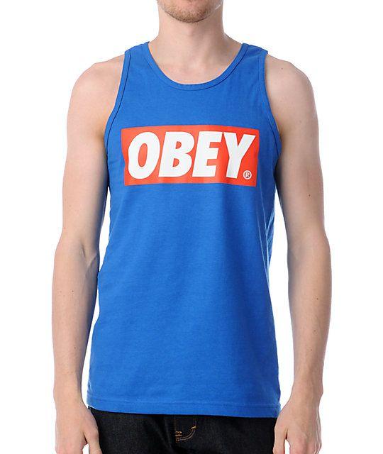 Blue Obey Logo - Obey Bar Logo Blue Tank Top | Zumiez