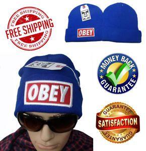 Blue Obey Logo - Men Beanie Unisex Hat Knitted Obey Embroidered Logo Winter Ski Hat