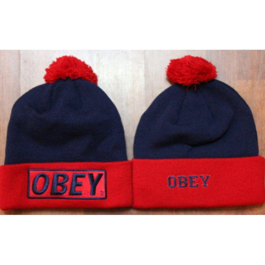 Blue Obey Logo - Obey Box Logo Beanie (Navy/Red)