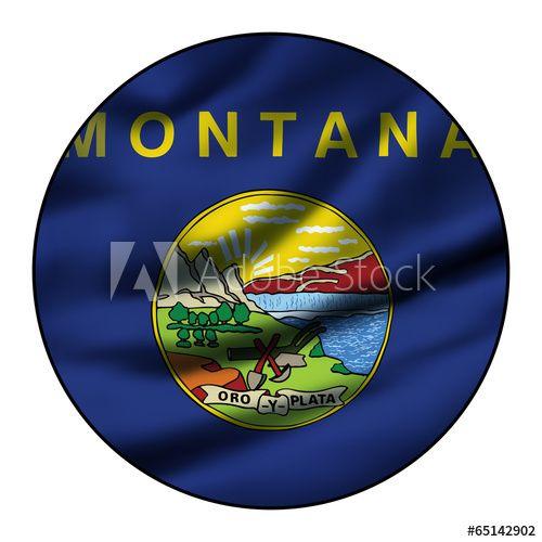 Circle Montana Logo - Illustration of a waving flag in a round circle this