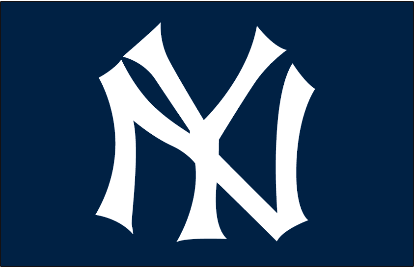 Navy and White Sports Logo - New York Yankees Cap Logo (1934) - NY in white on navy blue, worn on ...