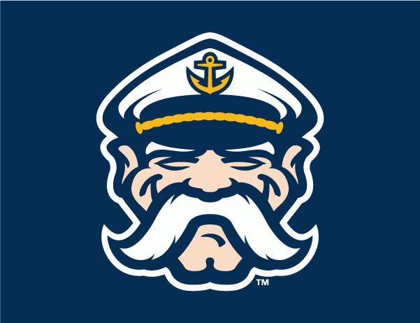 Navy and White Sports Logo - Lake County Captains Cap Logo (2011) - (Alt) A captain's head with a ...