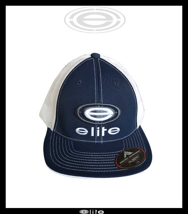 Navy and White Sports Logo - Elite Hat 404M (Navy White White, Charcoal Logo)